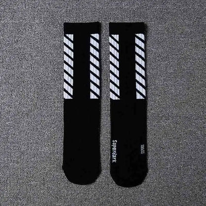 Retro Striped Couples Skateboard Long Socks (Cotton)