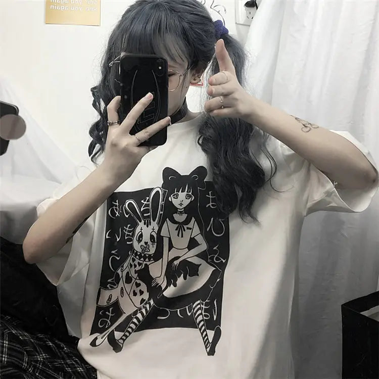 Japanese Retro Cartoon Short Sleeve T-Shirt