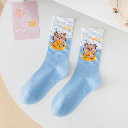 Medium Length Cartoon Jacquard Socks for Women