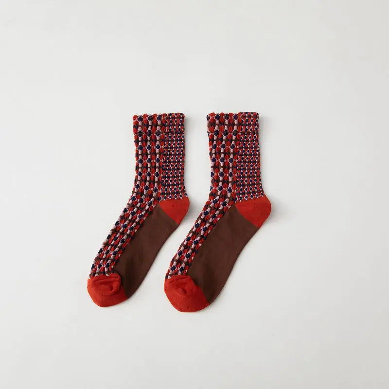 Retro Japanese British Style Cotton Tube Socks