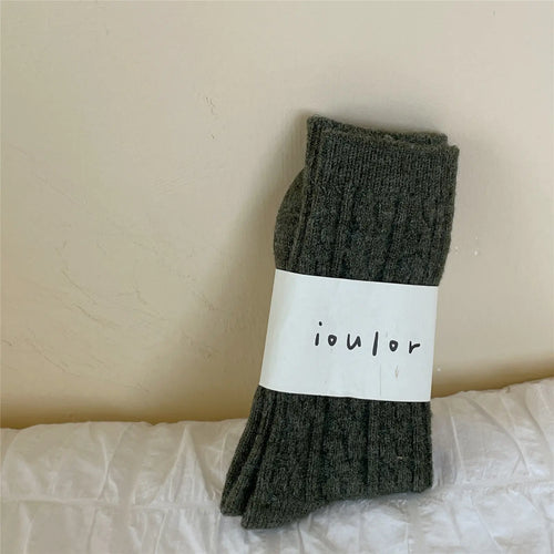 Warm Thick Japanese Solid Color Mid-Tube Socks