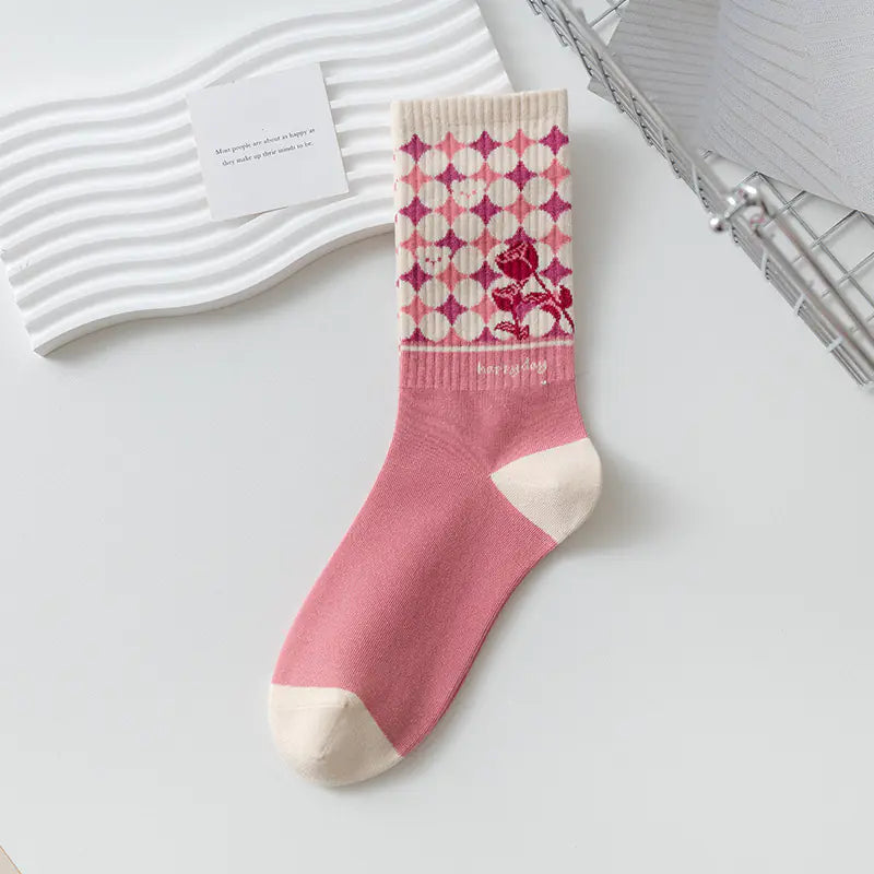 Medium Length Cartoon Jacquard Socks for Women