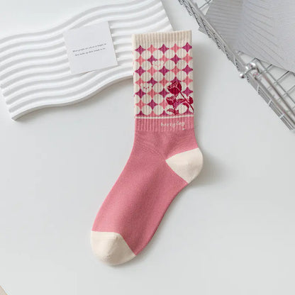 Medium Length Cartoon Jacquard Socks for Women