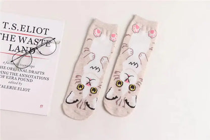 New Cartoon Women's Cotton Cat Socks (Mid-Calf)