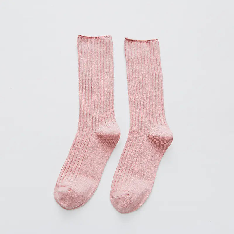 Striped Long Tube Cotton Socks for Women in Autumn/Winter