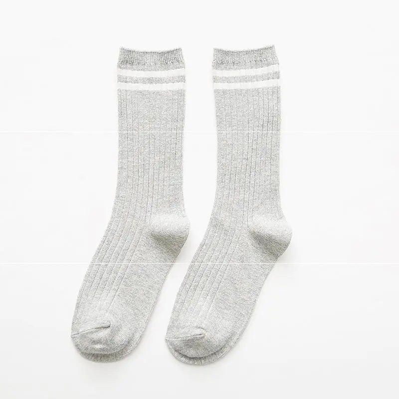 Striped Long Tube Cotton Socks for Women in Autumn/Winter