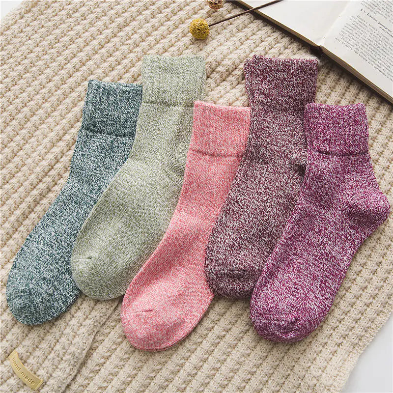 Thick Warm Solid Color Wool Socks for Women
