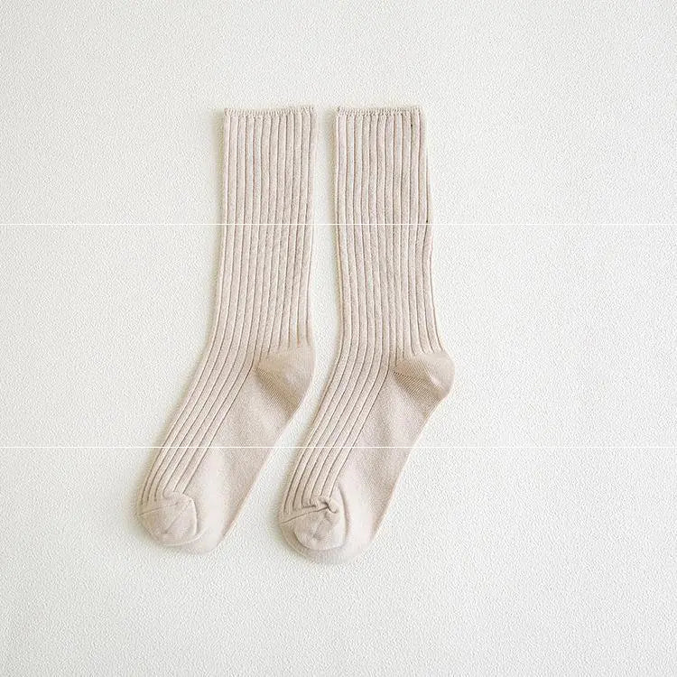 Striped Long Tube Cotton Socks for Women in Autumn/Winter