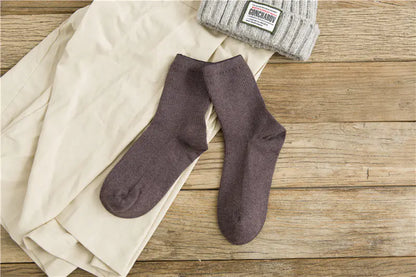 Japanese Retro Solid Color Mid-tube Cotton Socks for Women