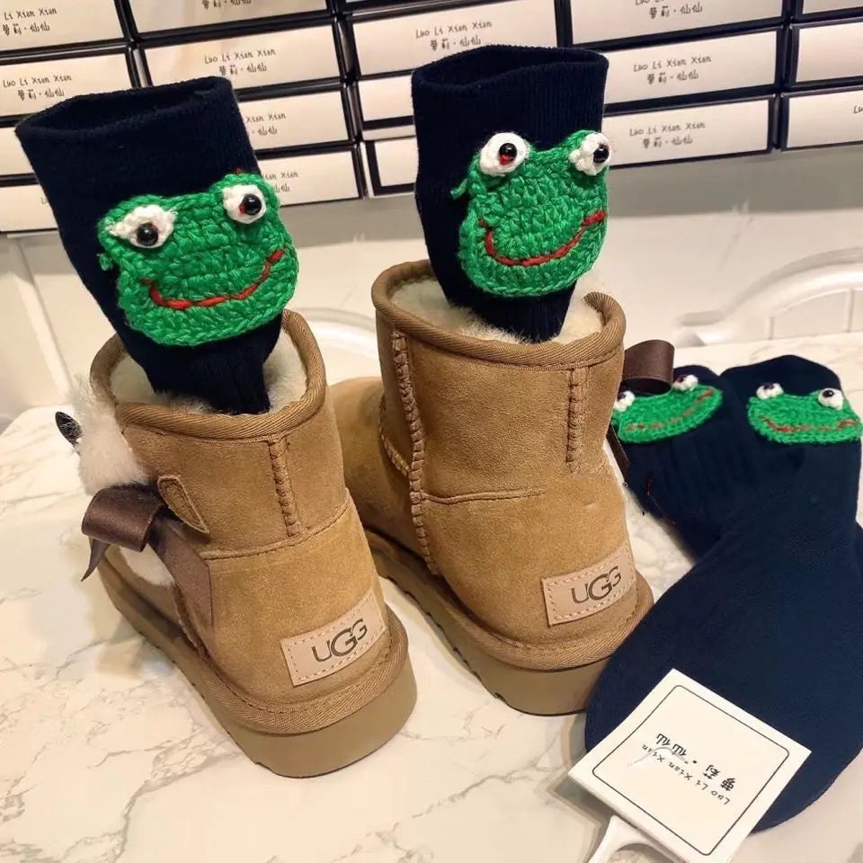 Fashionable Green Frog Women's Tube Socks