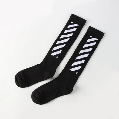 Retro Striped Couples Skateboard Long Socks (Cotton)