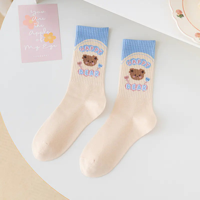 Medium Length Cartoon Jacquard Socks for Women