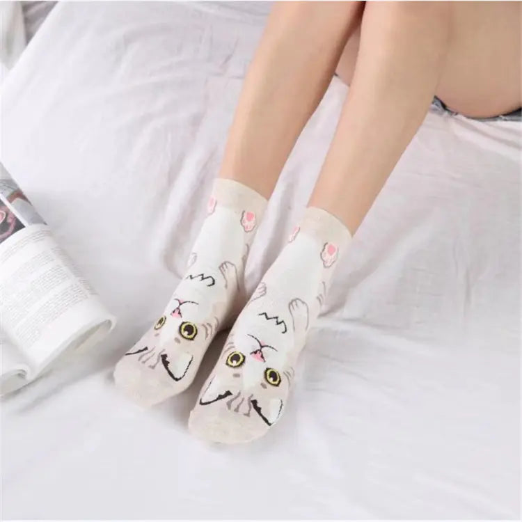 New Cartoon Women's Cotton Cat Socks (Mid-Calf)