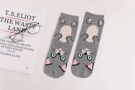 New Cartoon Women's Cotton Cat Socks (Mid-Calf)