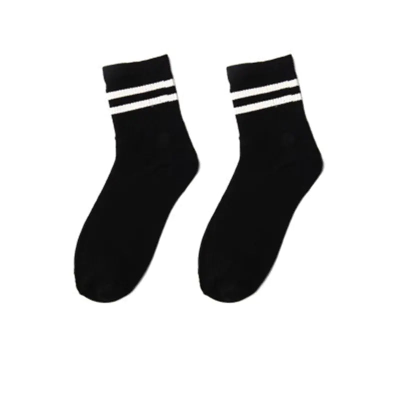 Japanese Style Mid-Calf Socks with Rainbow Stripes