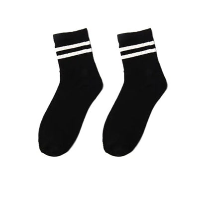Japanese Style Mid-Calf Socks with Rainbow Stripes