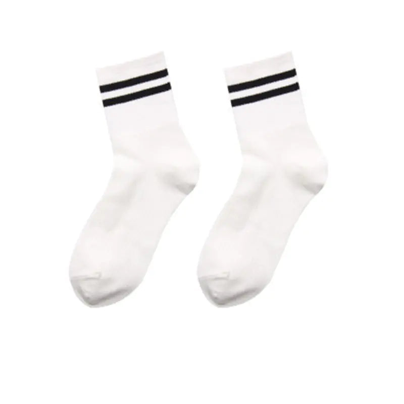 Japanese Style Mid-Calf Socks with Rainbow Stripes