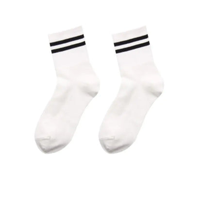 Japanese Style Mid-Calf Socks with Rainbow Stripes