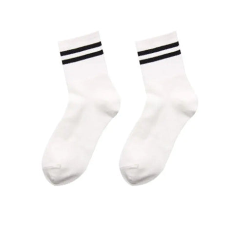 Japanese Style Mid-Calf Socks with Rainbow Stripes