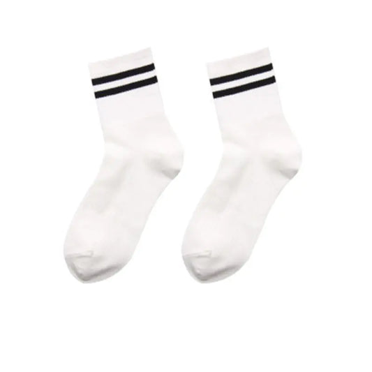 Japanese Style Mid-Calf Socks with Rainbow Stripes