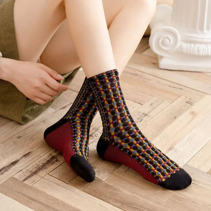 Retro Japanese British Style Cotton Tube Socks