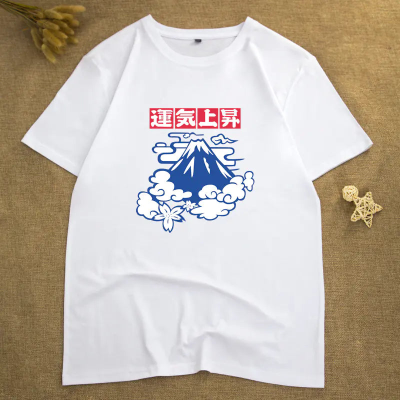 Short Sleeve T-Shirt with Unique Mt Fuji Print