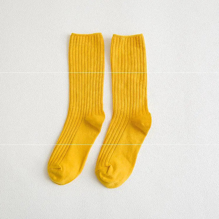 Striped Long Tube Cotton Socks for Women in Autumn/Winter
